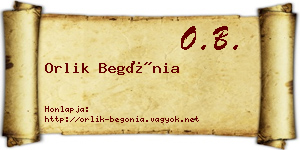 Orlik Begónia névjegykártya